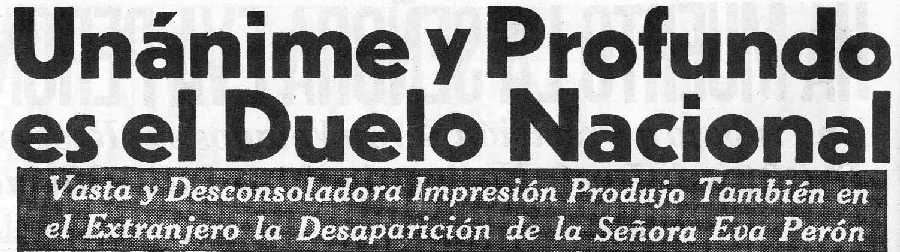 NOTICIA DE LA MUERTE DE EVITA EN CLARIN