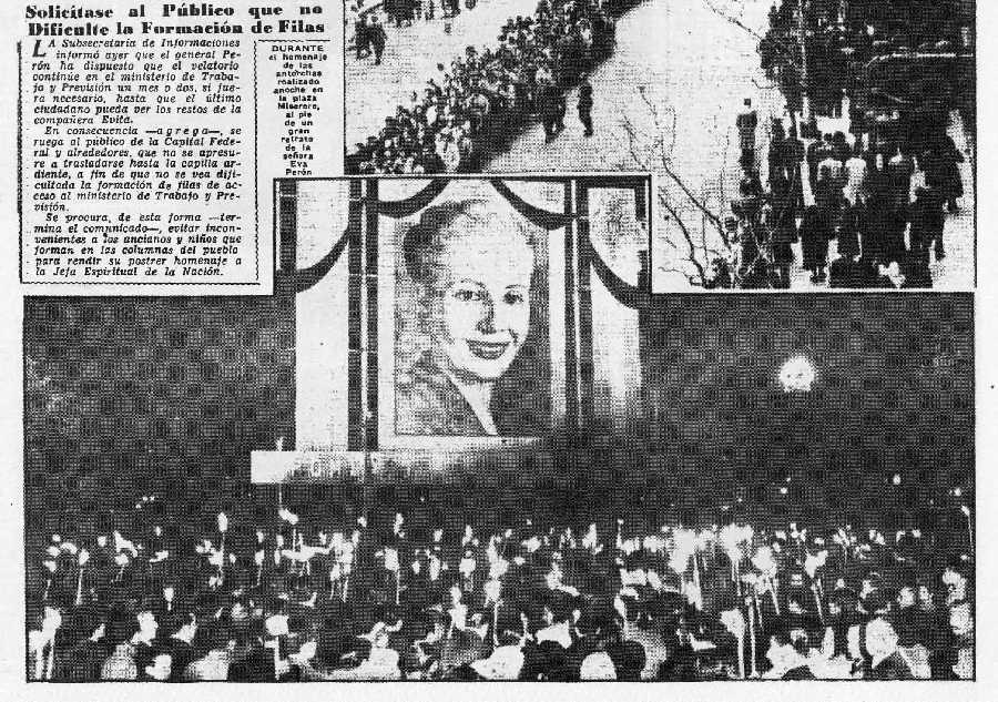 NOTICIA DE LA MUERTE DE EVITA EN CLARIN