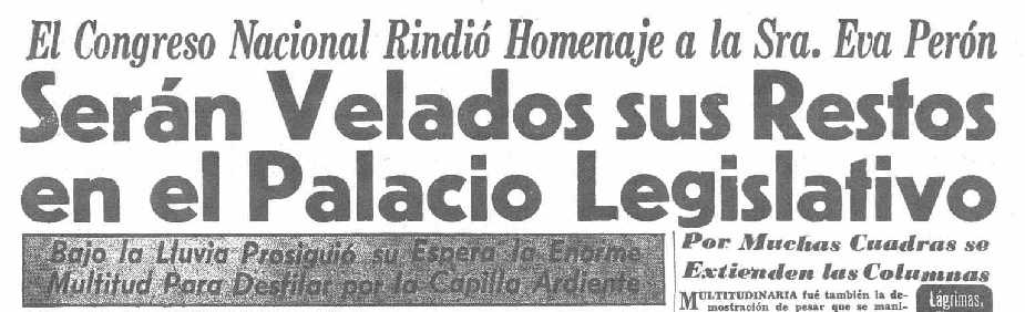 NOTICIA DE LA MUERTE DE EVITA EN CLARIN